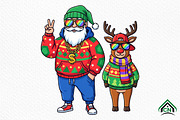 Christmas Santa Reindeer Png, an Illustration by Craft Nest (Thumbnail 1 of 6)