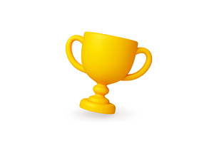 Gold trophy 3d icon simple design, an Illustration by Valerie Bodnar