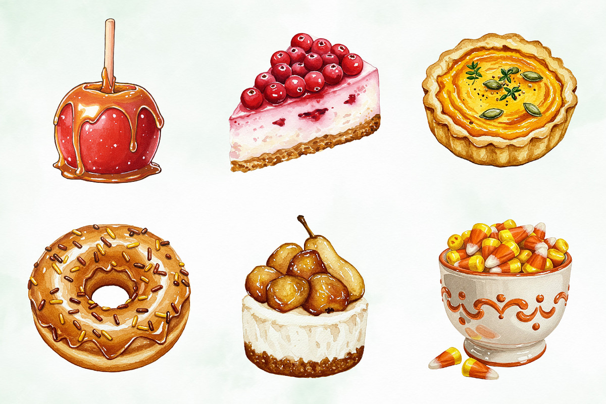 Autumn Dessert Sublimation Clipart, an Illustration by Creative Art (Photo 2 of 8)