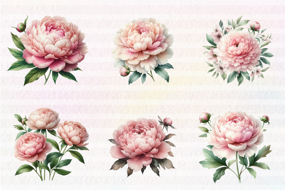 Watercolor Blush Peonies Flowers, an Illustration by CreationArt (Photo 5 of 7)