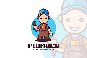 Plumber Mascot cartoon Style., a Branding & Logo Template by ModalTampang