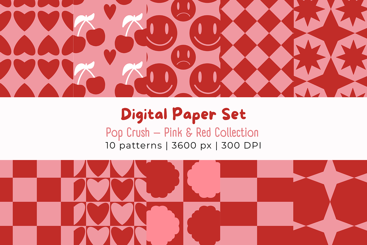 Pop Crush - 10 Digital Papers, a Pattern Graphic by crea.tivity (Photo 1 of 6)