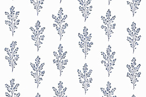Elegant seamless floral pattern with delicate blue botanical bra, a Pattern Graphic by Studio ANNA