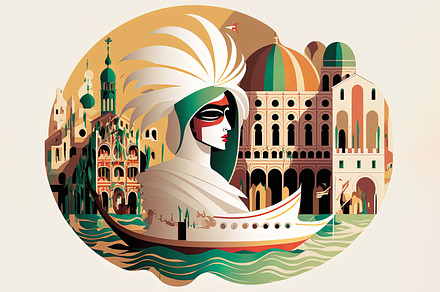 Festive Scene of Venice Carnival
