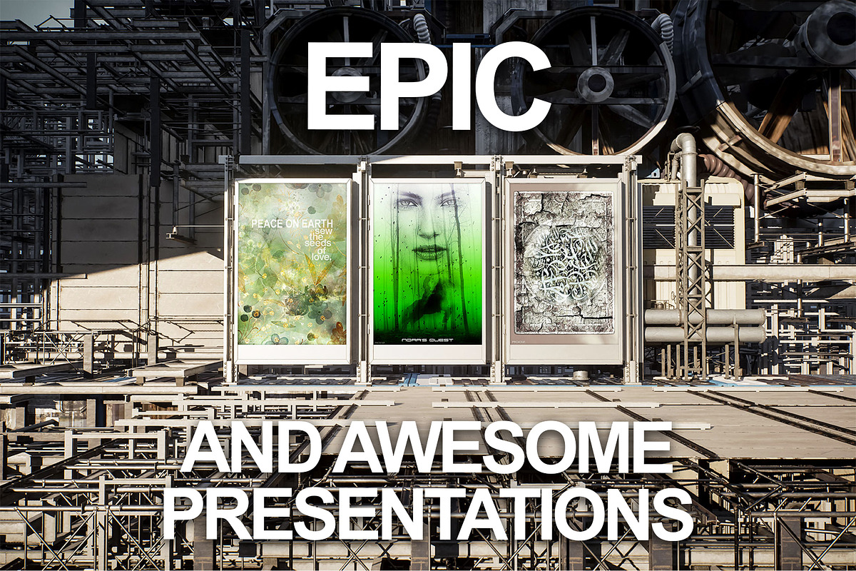 Advertising Posters Mockup Set 01, a Print Template by Epic By Design (Photo 2 of 6)