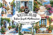 Italian Seaside Mediterranean Clipar, an Illustration by Designking (Thumbnail 1 of 5)