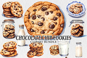 Chocolate Chip Cookie Clipart Bundle, an Illustration by Moon Studio (Thumbnail 1 of 5)