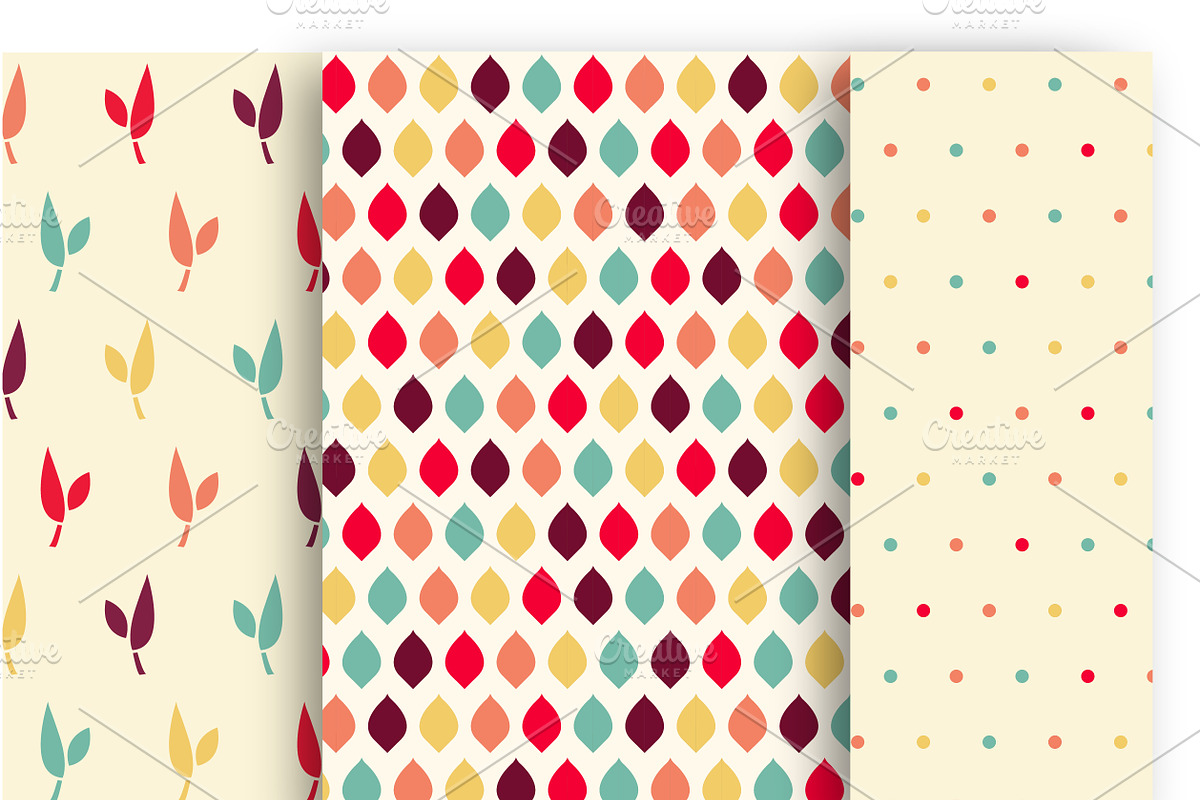 3 vector retro geometric patterns.