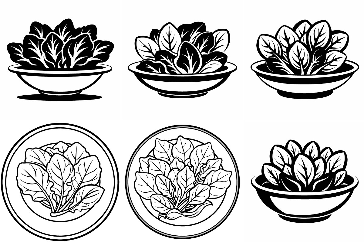 Spinach in a plate vector silhouette, an Object Graphic by Billah Hub
