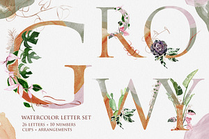 Houseplant Botanical Alphabet Letter