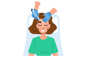 Surgeon preparing patient forehead, a Healthcare Illustration by pikepicture