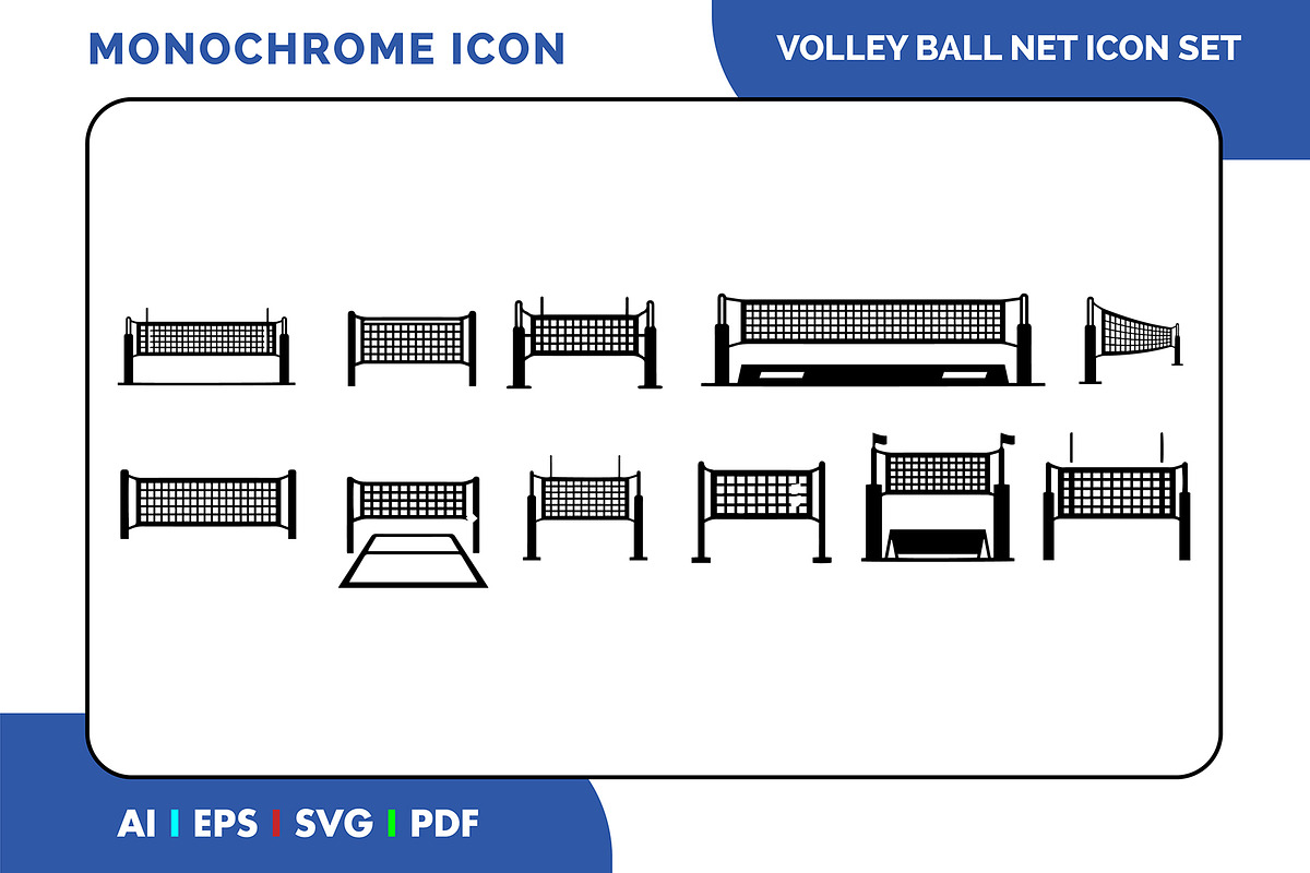 Volleyball Net Icon Set, a Solid Icon by Fontmine Studio (Photo 1 of 3)