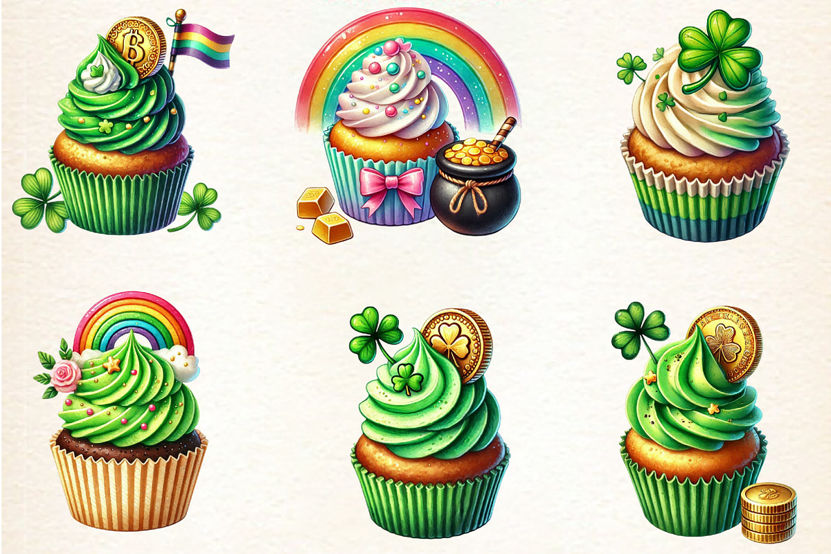 St Patrick's Day Cupcake Clipart, a Seasonal Illustration by DreamArtGraphic (Photo 3 of 5)