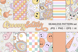 Groovy Easter Spring Pattern Set