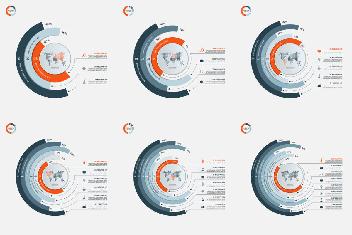 Set of circle infographic templates, a Presentation Template by rikkyal
