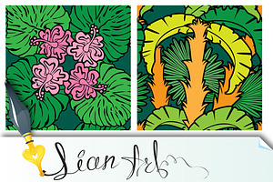 Palm Leaves And Frangipani Flowers