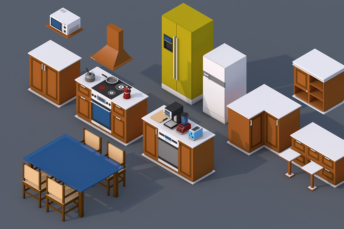 100 Low Poly Furniture Pack 4 in 1, a Furniture 3D Model by multimedia4ds (Photo 6 of 10)