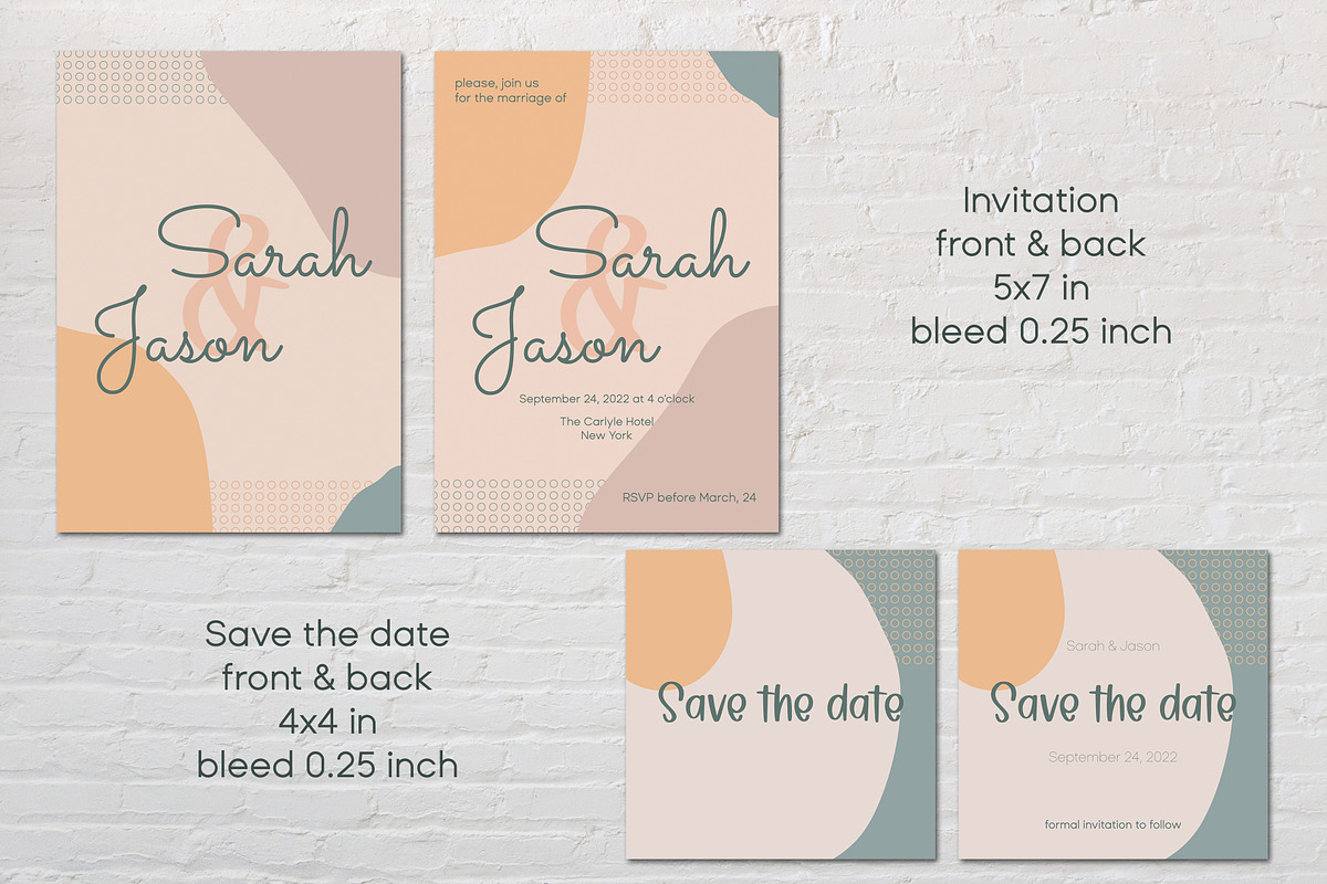 Abstract modern wedding cards suite, an Invitation Template by MariiaVD (Photo 5 of 10)