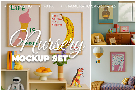 Nursery poster mockups Set of 6 PSD, a Product Mockup by SigaSigaMockup