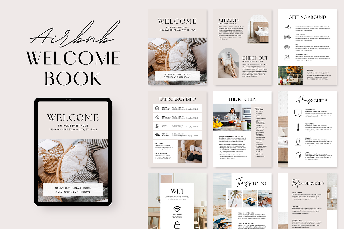 Airbnb Welcome Book Template, a Magazine Template by ShopRShop (Photo 1 of 9)