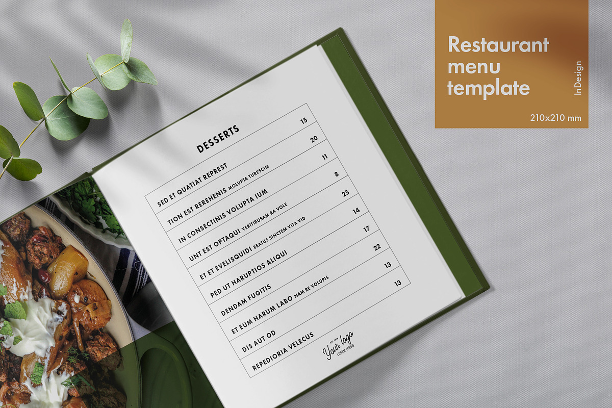 Square Restaurant Menu Template, a Brochure Template by Grafvish (Photo 1 of 4)