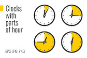 Clocks with parts of hour, an Outline Icon by Primula`s shop (Thumbnail 2 of 3)