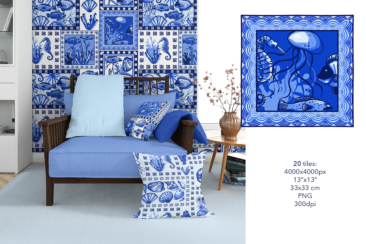 Nautical Delft Blue Collection, a Pattern Graphic by ArtPavo (Photo 2 of 12)