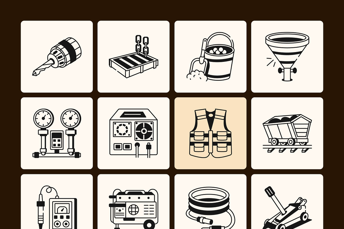 Coal Mine Industry Drawing, an Outline Icon by Vectors Market (Photo 8 of 9)