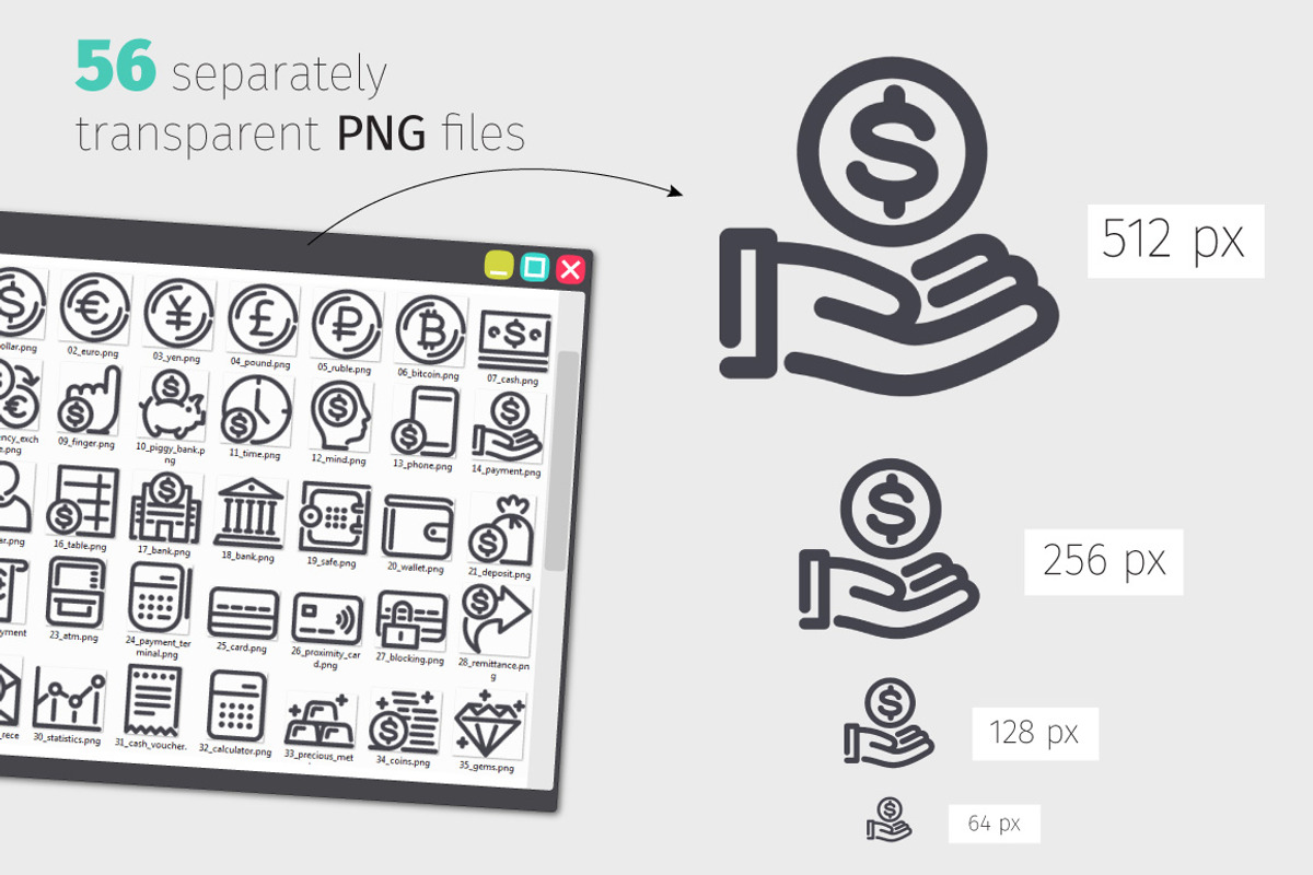 Finance Line Icons Set, an Outline Icon by Voysla's Shop (Photo 3 of 4)