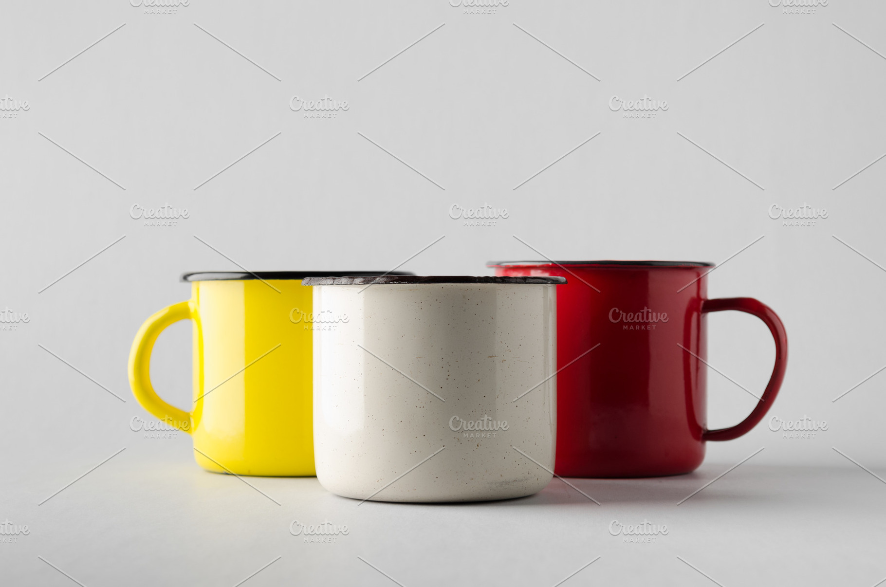Colorful enameled mugs, a Food & Drink Photo by Shablon