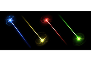 Laser beams. Red, blue and yellow, an Illustration by Frogella