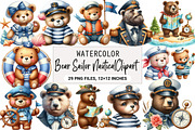 Bear Sailor Nautical Clipart, an Illustration by DreamArtGraphic (Thumbnail 1 of 5)
