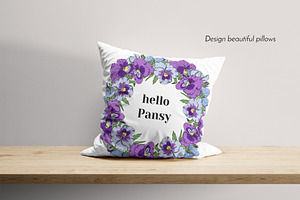 Vintage Pansy Flower Line Art