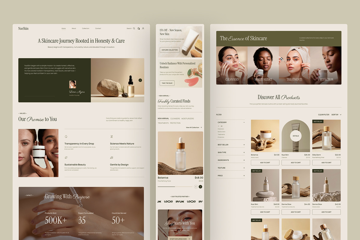 Elegant Skincare E-Commerce Website, an UI Kit Template by peterdraw (Photo 3 of 7)