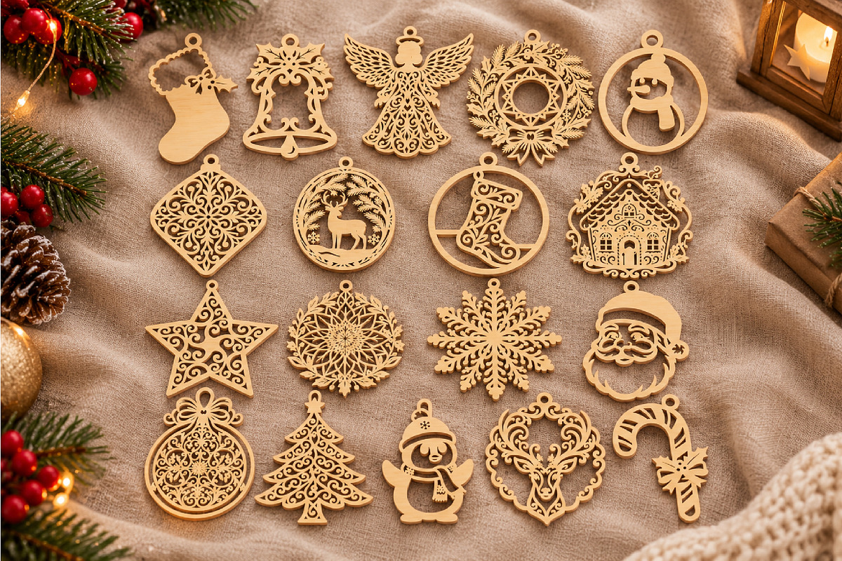 18 Christmas Earrings Laser Cut, an Object Graphic by DreamCafeArt (Photo 3 of 7)