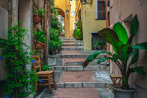 Old colorful houses in Menton, an Architecture Photo by Alpine Dreams