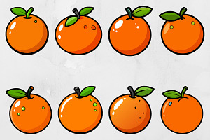 Cartoon Blood Orange Clipart Set