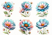 Whimsical Aster Clipart, an Illustration by Designworld (Thumbnail 2 of 7)