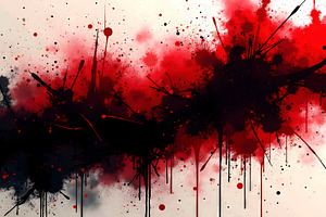 High-Contrast Red and Black Ink Spla, a Photo by LOGOCREATIVE