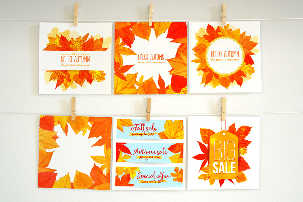 Autumn leaves frames and backgrounds, a Decorative Illustration by Anna's Creative Store (Photo 2 of 4)