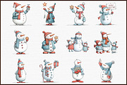 Christmas Whimsical Snowman Clipart, an Illustration by Sublimation Artist (Thumbnail 3 of 6)