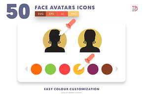 50 Face Avatars Icons