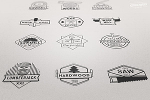 Wood Vector Badges Logo Set