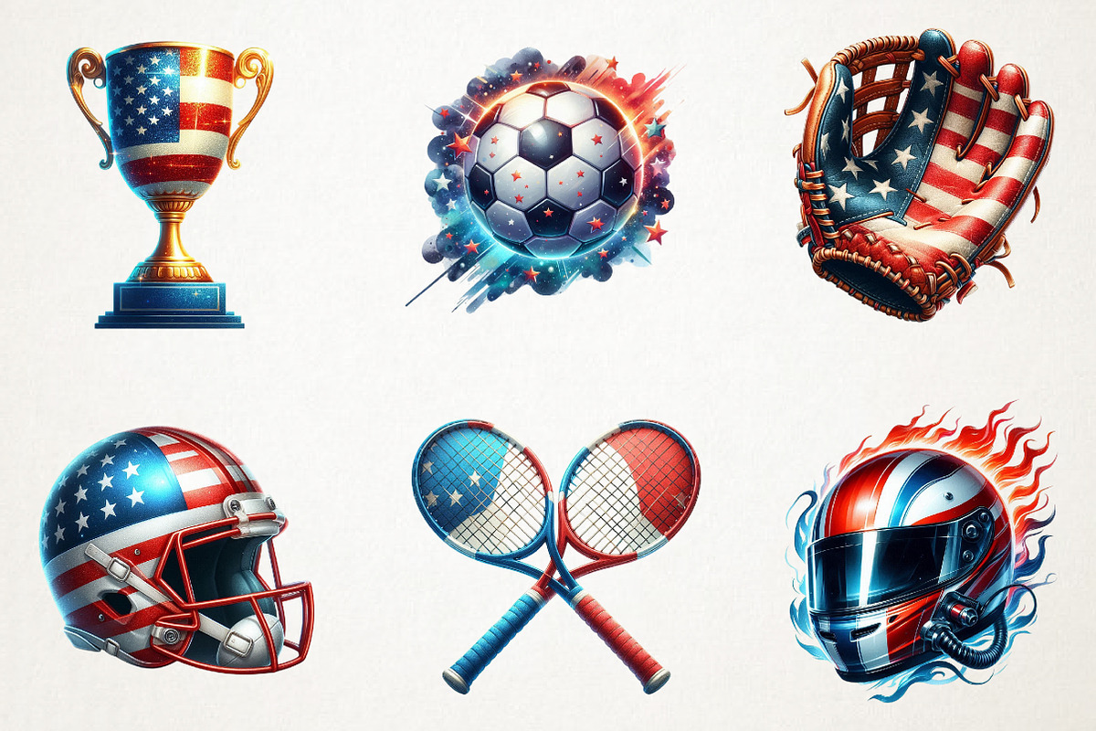 Patriotic Sports Elements Clipart, an Illustration by RobertsArt (Photo 2 of 7)