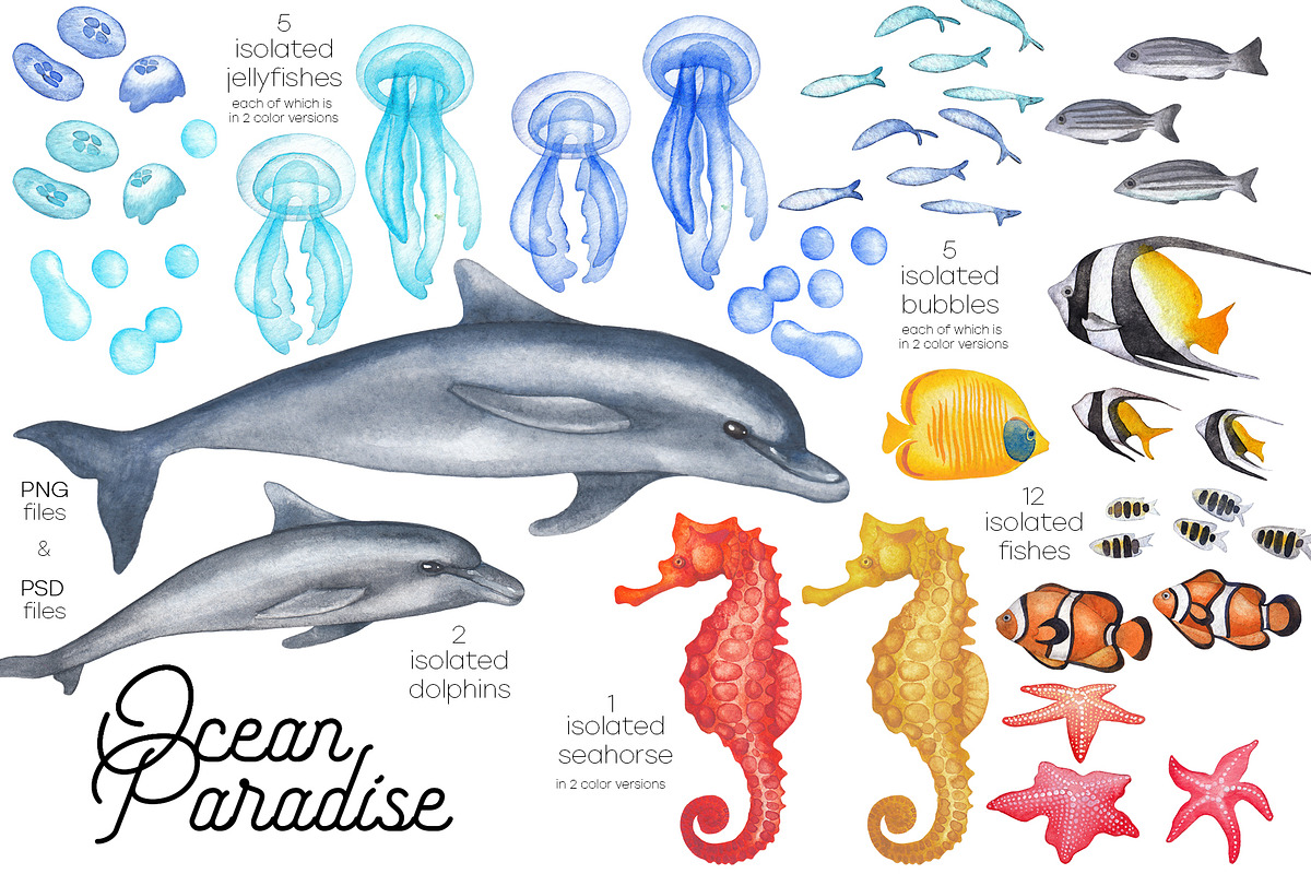 Ocean Paradise - watercolor mermaids, an Animal Illustration by Ekaterina Glazkova (Photo 6 of 14)