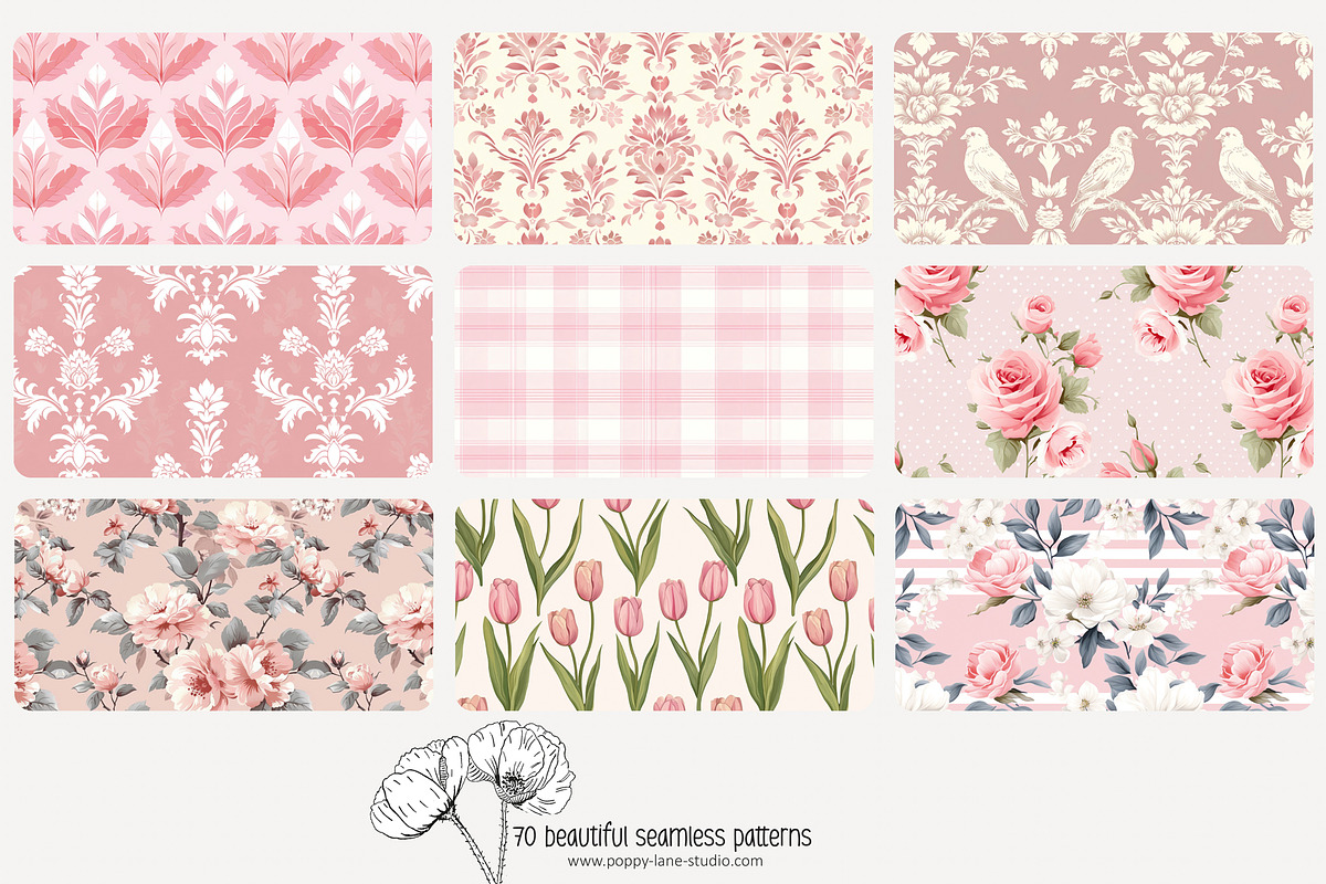 70 timeless pink seamless pattern, a Pattern Graphic by Poppy Lane Studio (Photo 6 of 10)