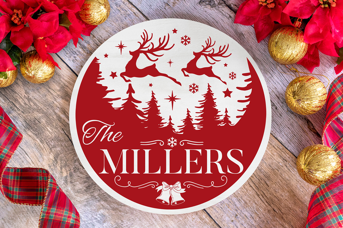 Christmas Family Name Door Sign Pack, an Illustration by Anastasia Feya (Photo 3 of 8)