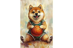 Basketball Shiba Inu Dog Lovers Art