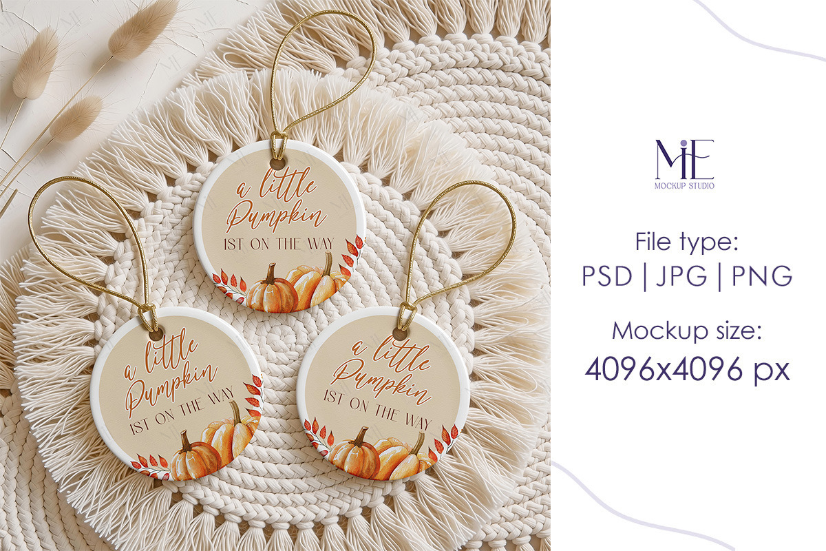 Round Ceramic Ornament Mockup Set, a Merchandise Mockup by Mie Mockup Studio (Photo 7 of 7)