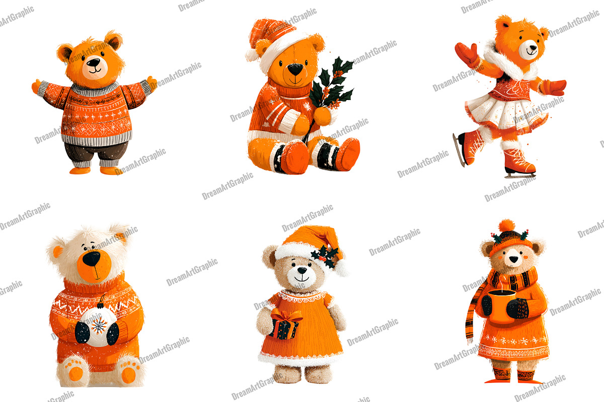 Watercolor Teddy Bear Clipart, an Illustration by DreamArtGraphic (Photo 3 of 5)